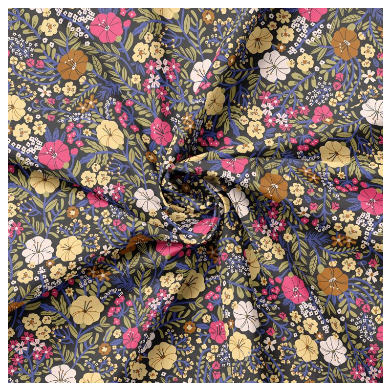 Printed Popelin BLOSSOM Black / Vivid Multicolored